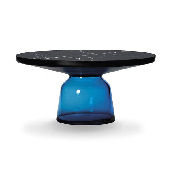 CLASSICON table BELL COFFEE TABLE avec la structure en acier noir (Bleu saphir - Plateau en marbre n