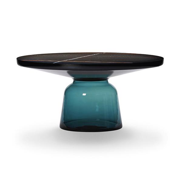 CLASSICON table BELL COFFEE TABLE avec la structure en acier noir (bleu Montana - Plateau en marbre 