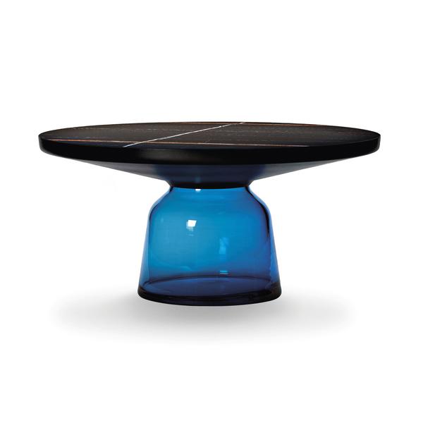 CLASSICON table BELL COFFEE TABLE avec la structure en acier noir (Bleu saphir - Plateau en marbre S