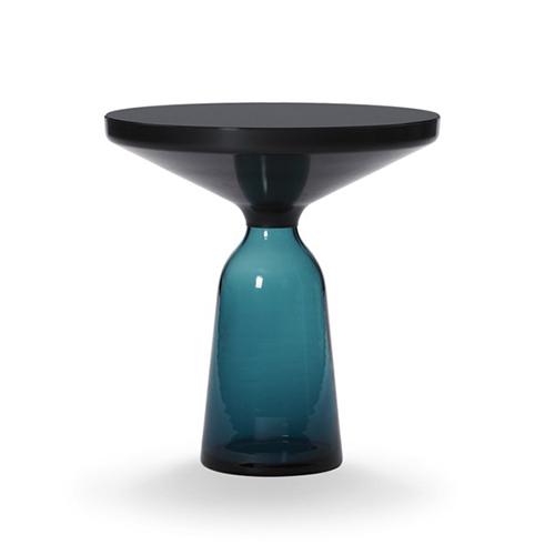CLASSICON table BELL SIDE TABLE avec la structure en acier noir (bleu Montana - Plateau en cristal n