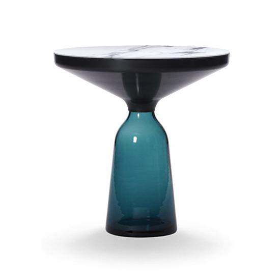 CLASSICON table BELL SIDE TABLE avec la structure en acier noir (bleu Montana - Plateau en marbre Bi
