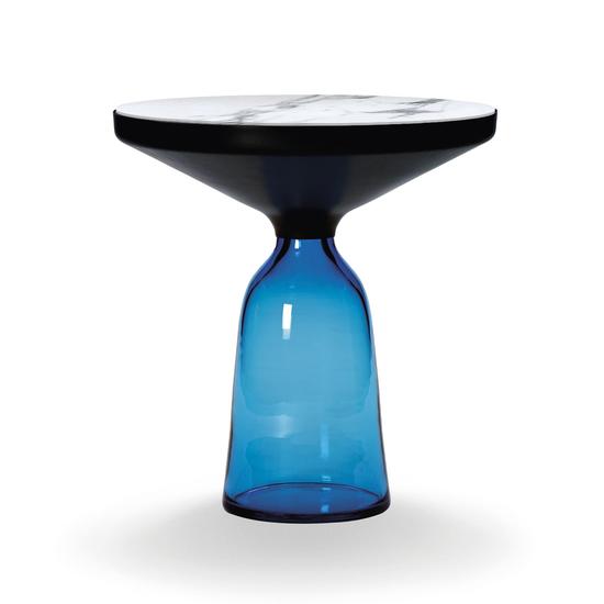 CLASSICON table BELL SIDE TABLE avec la structure en acier noir (Bleu saphir - Plateau en marbre Bia