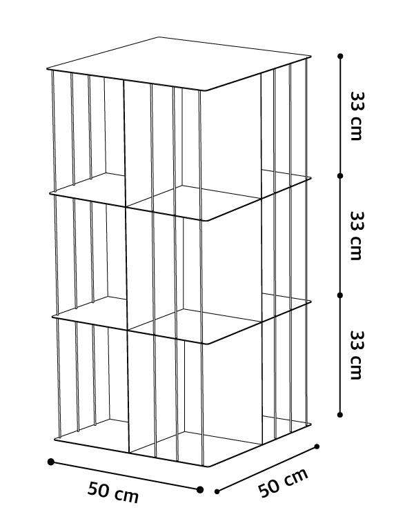 KRIPTONITE bibliothèque verticale KROSSING ROTANTE 50x50xH99 cm ALUMINIUM