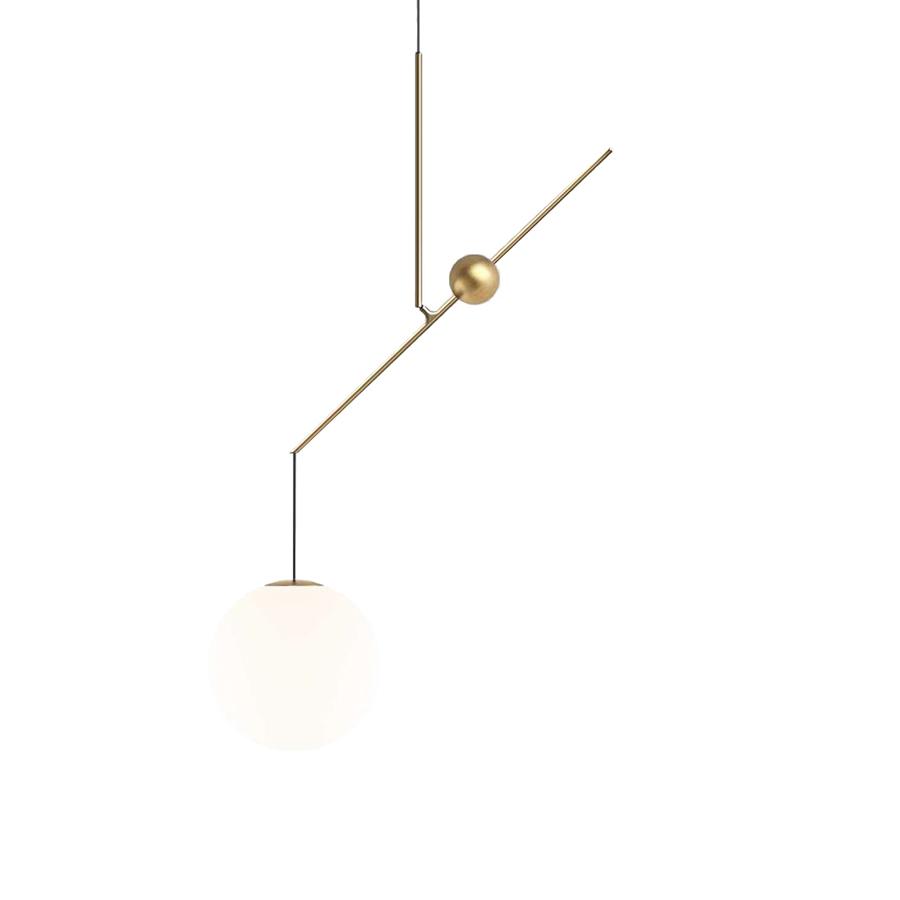 LUCEPLAN lampe à suspension MALAMATA Ø 22 cm (Laiton brossé - Acier et verre soufflé)