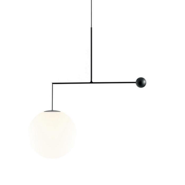 LUCEPLAN lampe à suspension MALAMATA Ø 48 cm (Noir mat - Acier et verre soufflé)