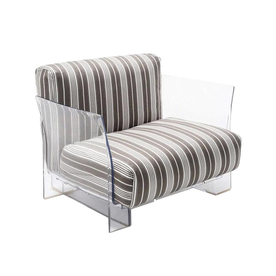 KARTELL fauteuil pour extérieur POP OUTDOOR (Gris tourterelle - Polycarbonate transparent et tissu S