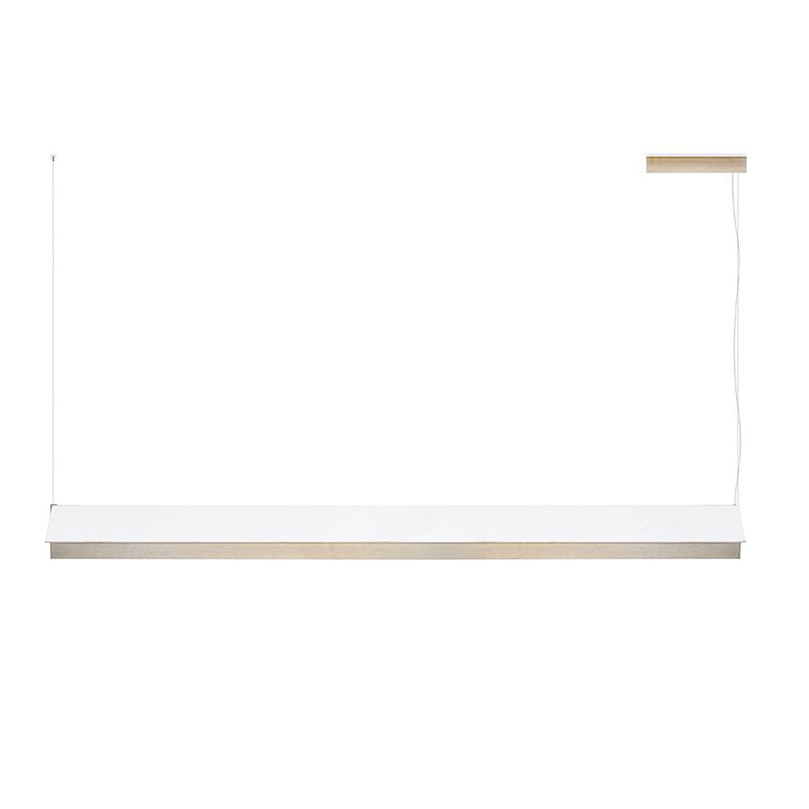 CONTARDI lampe à suspension FLY 170 cm (Satin nickel doré et coton blanc - Métal et tissu)