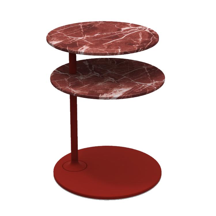 MOLTENI & C table basse VICINO TABLE (Structure rouge / plateaux Rouge Laguna - Marbre et métal)