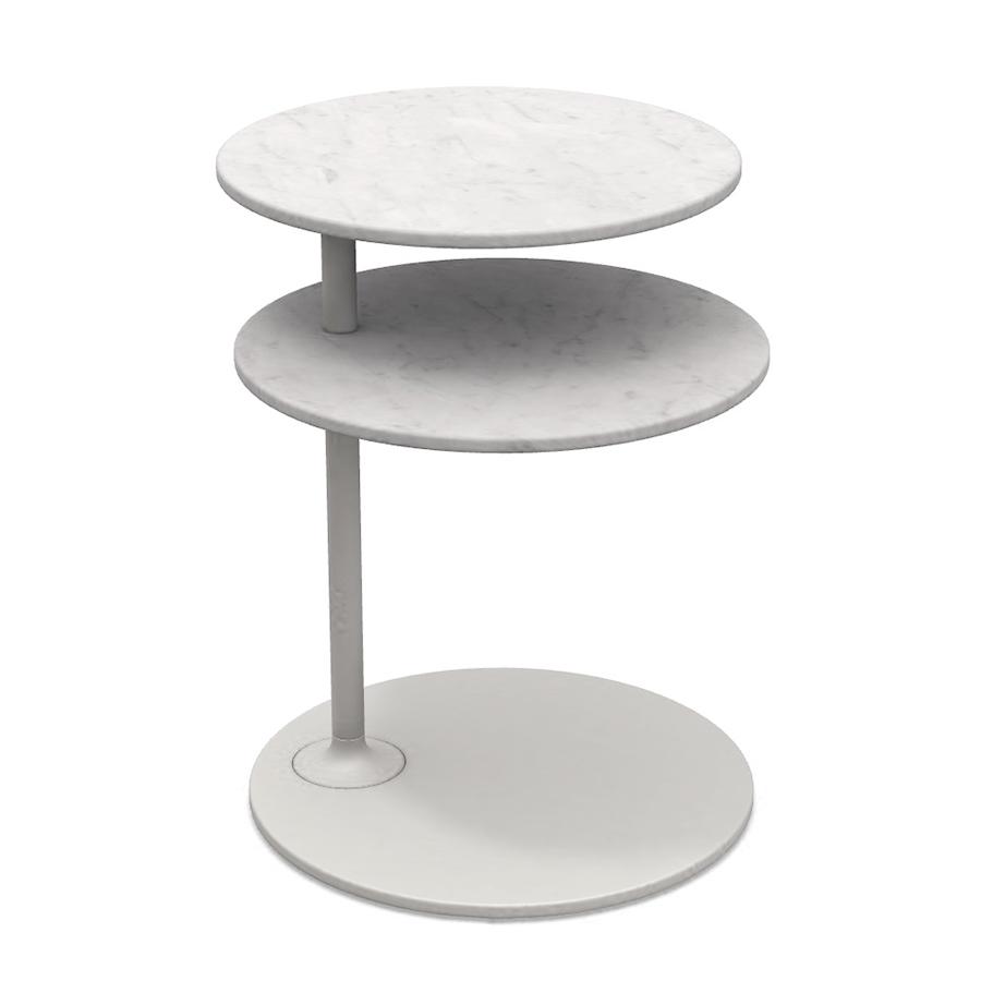 MOLTENI & C table basse VICINO TABLE (Structure blanche / plateaux Blanc Carrare - Marbre et métal)
