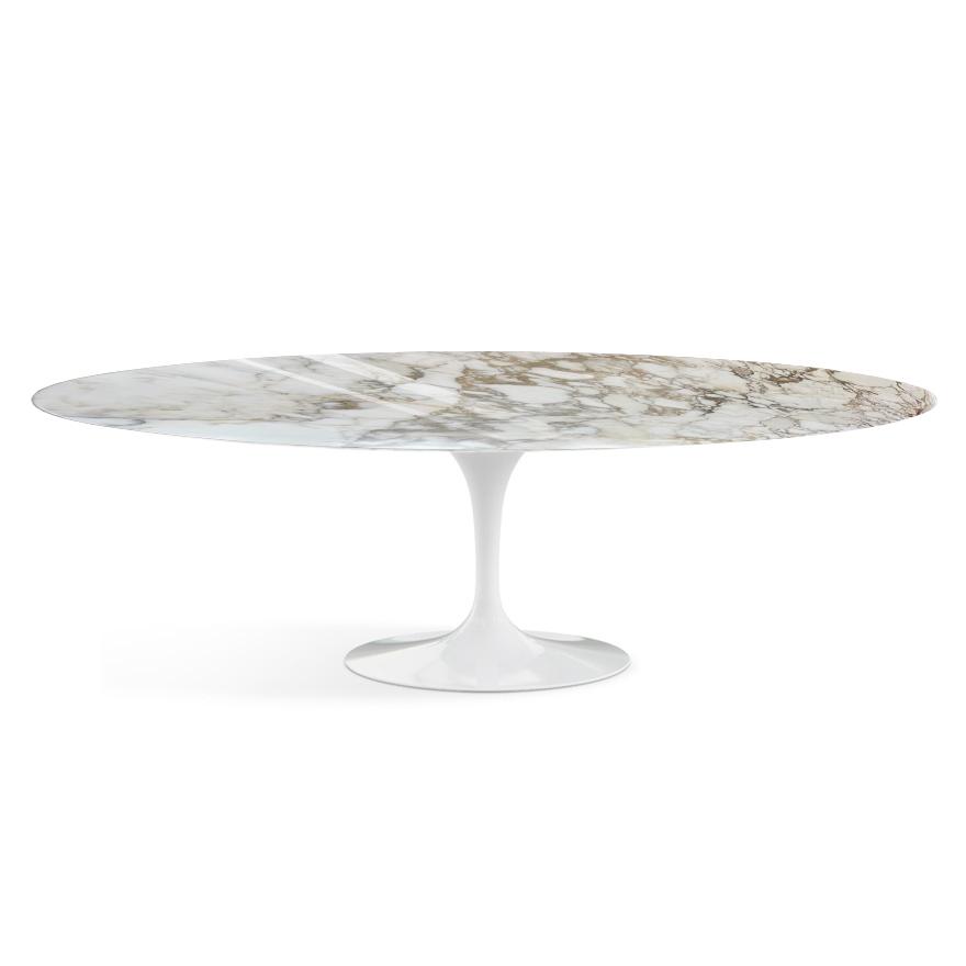 KNOLL table ovale TULIP collection Eero Saarinen 244x137 cm (Base blanche / plateau en Calacatta - m