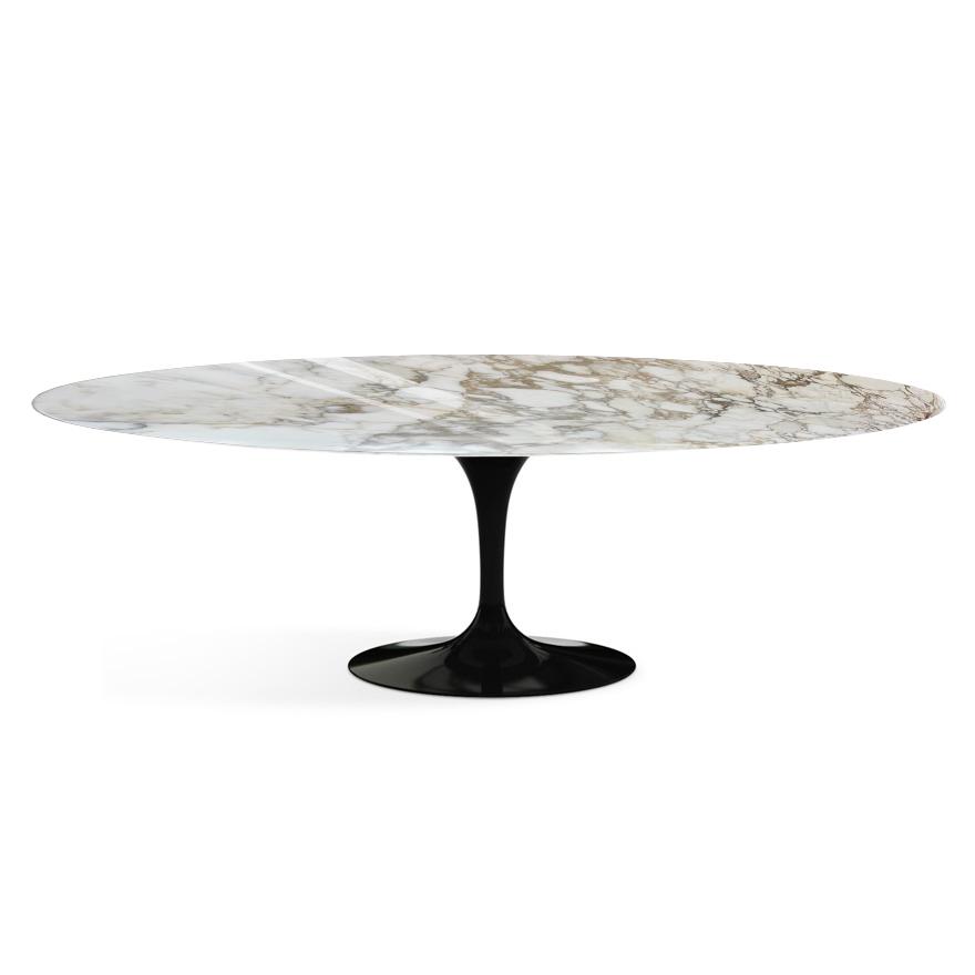 KNOLL table ovale TULIP collection Eero Saarinen 244x137 cm (Base noire / plateau Calacatta - marbre