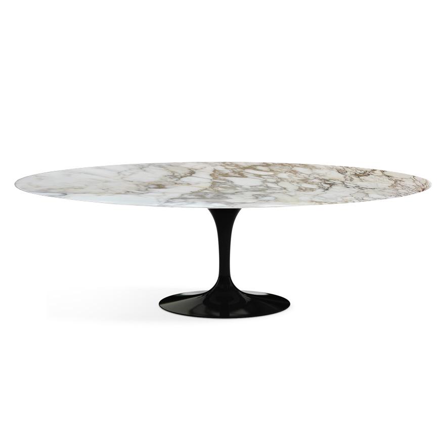 KNOLL table ovale TULIP collection Eero Saarinen 244x137 cm (Base noire / plateau Calacatta satin - 