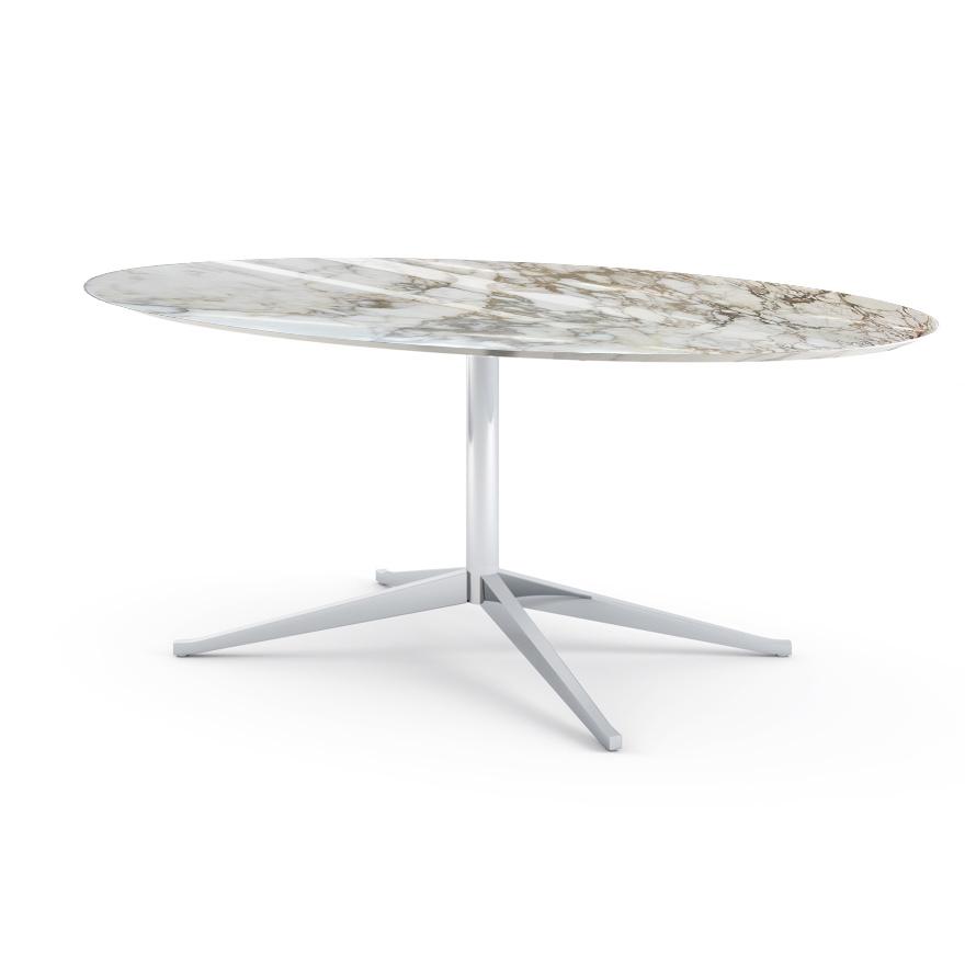 KNOLL table ovale FLORENCE KNOLL 198 x 121 cm (Calacatta poli - Marbre et acier chromé)
