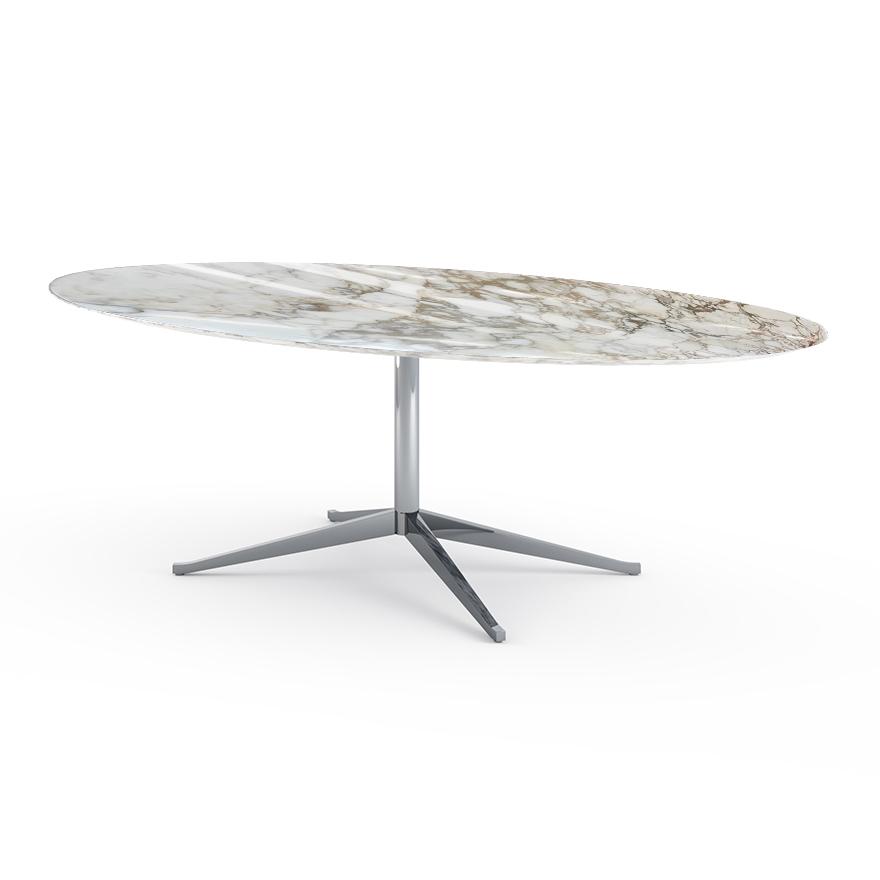 KNOLL table ovale FLORENCE KNOLL 244 x 137 cm (Calacatta poli - Marbre et acier chromé)