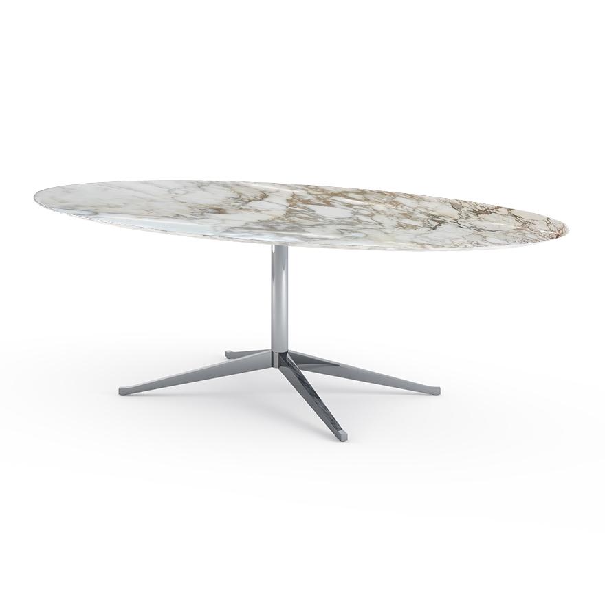 KNOLL table ovale FLORENCE KNOLL 244 x 137 cm (Calacatta satin - Marbre et acier chromé)