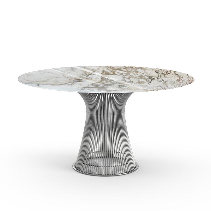 KNOLL table ronde PLATNER Ø 135 cm (Nickel / Calacatta - Métal / marbre)