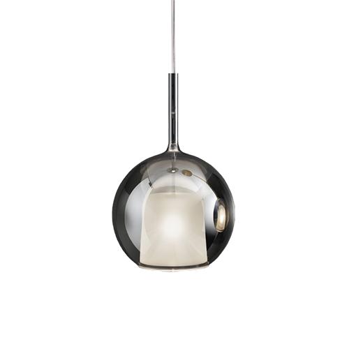 PENTA LIGHT lampe à suspension GLO (Grand Ø 38 cm / Argent - verre et métal)