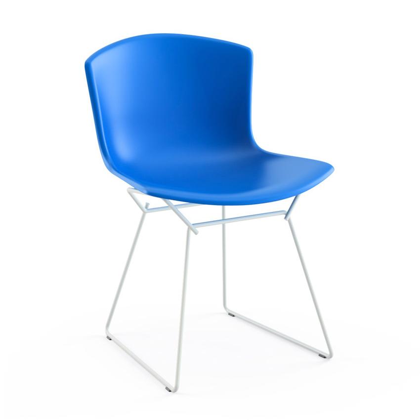 KNOLL set de 2 chaises BERTOIA Anniversary Edition (Structure blanche / Coque bleu - Acier verni / P