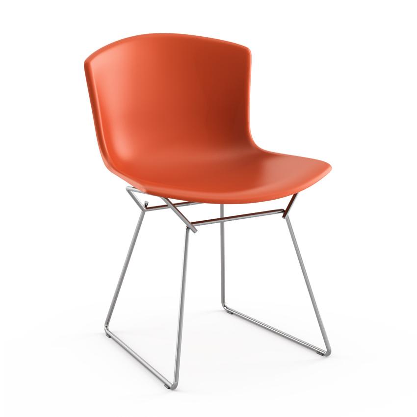 KNOLL set de 2 chaises BERTOIA Anniversary Edition (Structure chromée / Corps orange - acier / polyp