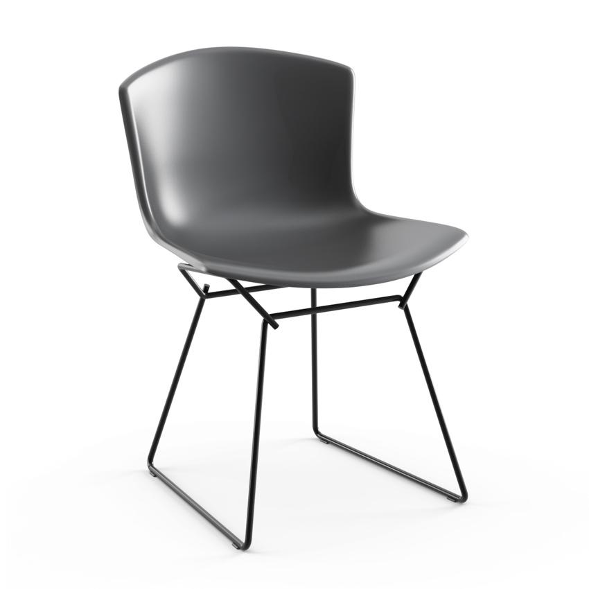 KNOLL set de 2 chaises BERTOIA Anniversary Edition (Structure noire / Coque gris - Acier verni / Pol