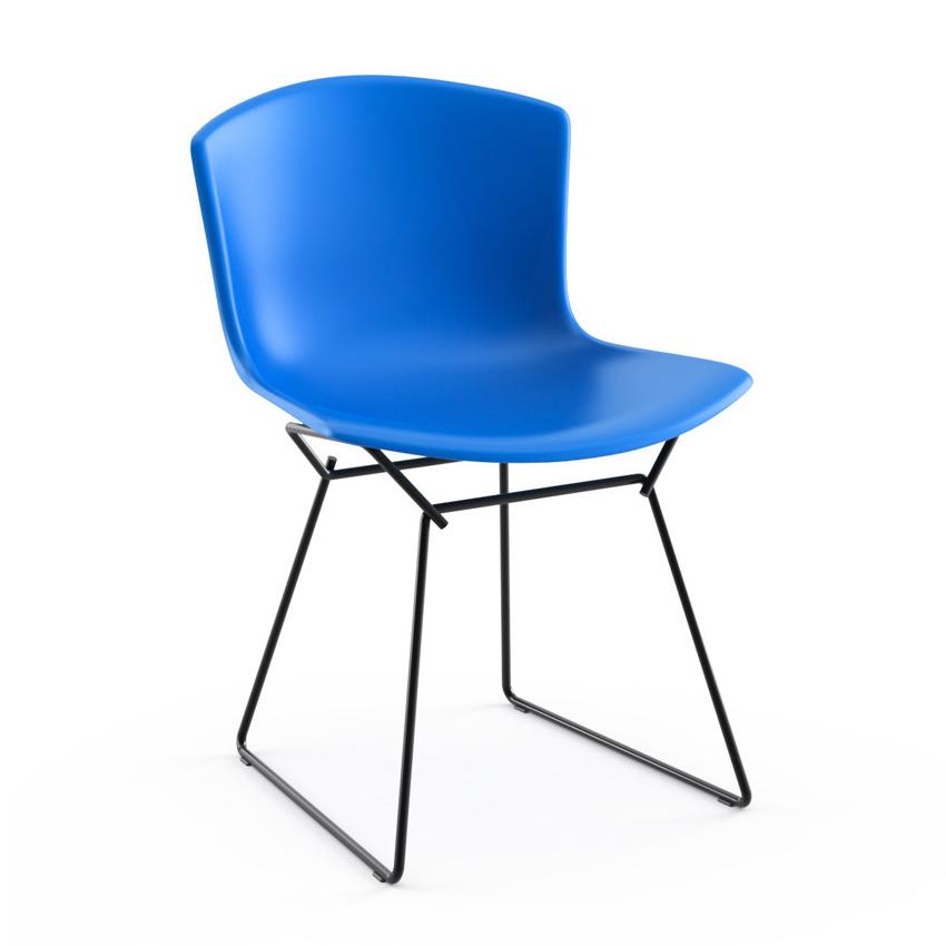 KNOLL set de 2 chaises BERTOIA Anniversary Edition (Structure noire / Coque bleu - Acier verni / Pol