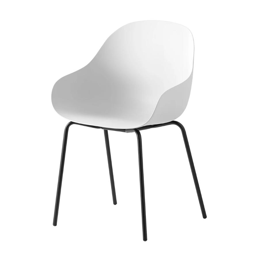 CONNUBIA set de 2 chaises avec accoudoirs ACADEMY CB2137 (Structure noire, coque blanc optique opaqu