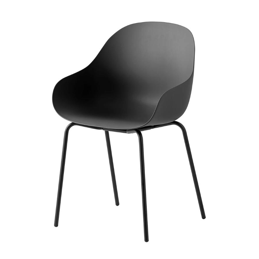 CONNUBIA set de 2 chaises avec accoudoirs ACADEMY CB2137 (Structure noire, coque noire mate - Métal peint et polypropylène recyclé)