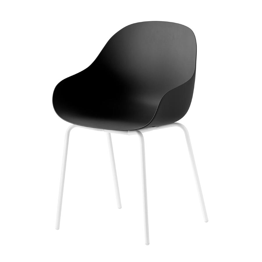 CONNUBIA set de 2 chaises avec accoudoirs ACADEMY CB2137 (Structure blanche, coque noire mate - Méta