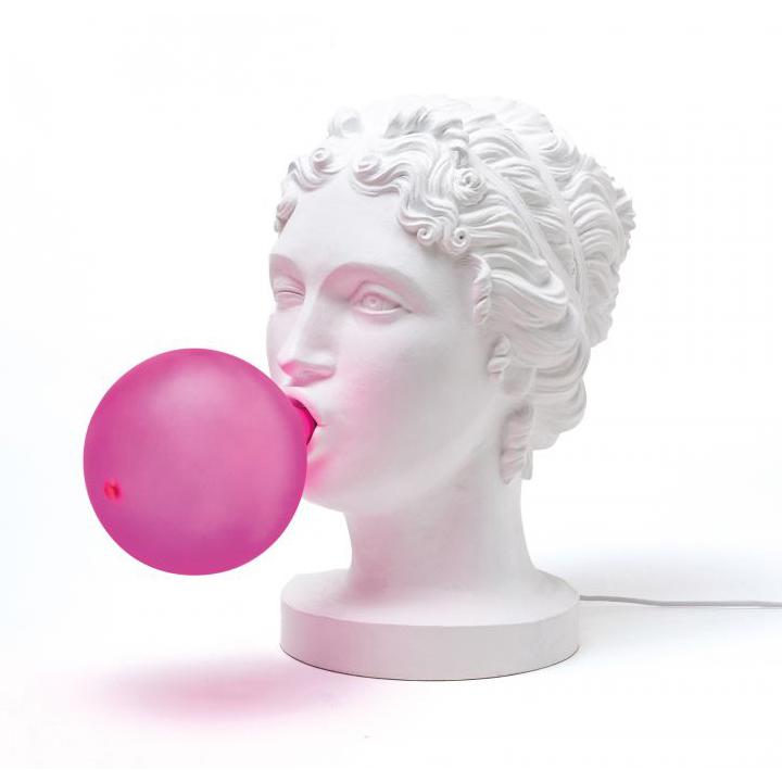 SELETTI lampe de table GRACE (Blanc et rose - résine et verre)