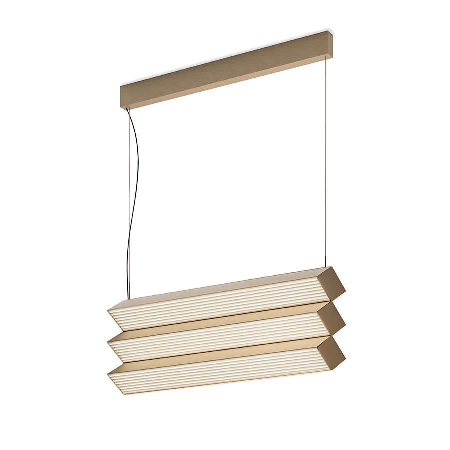 CONTARDI lampe à suspension STICK TRIO (Nickel doré satiné - Métal et verre rayé)