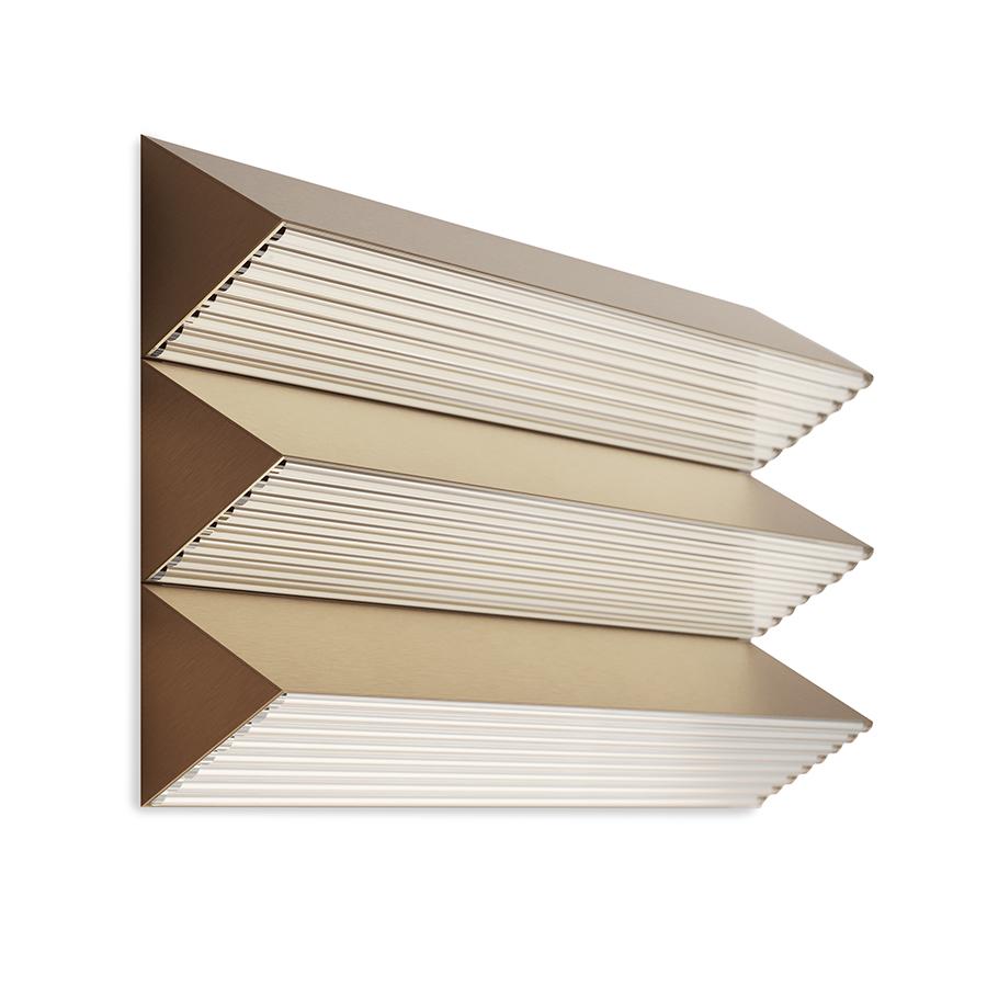 CONTARDI lampe murale applique STICK TRIO (Nickel doré satiné - Métal et verre rayé)