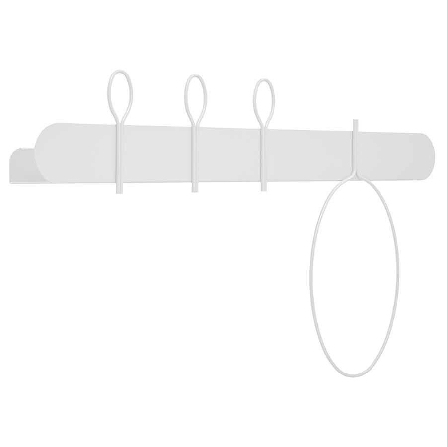 MEME DESIGN étagère murale avec 3 crochets portemanteaux et 1 porte-serviettes BALLOON 90 cm (Blanc 