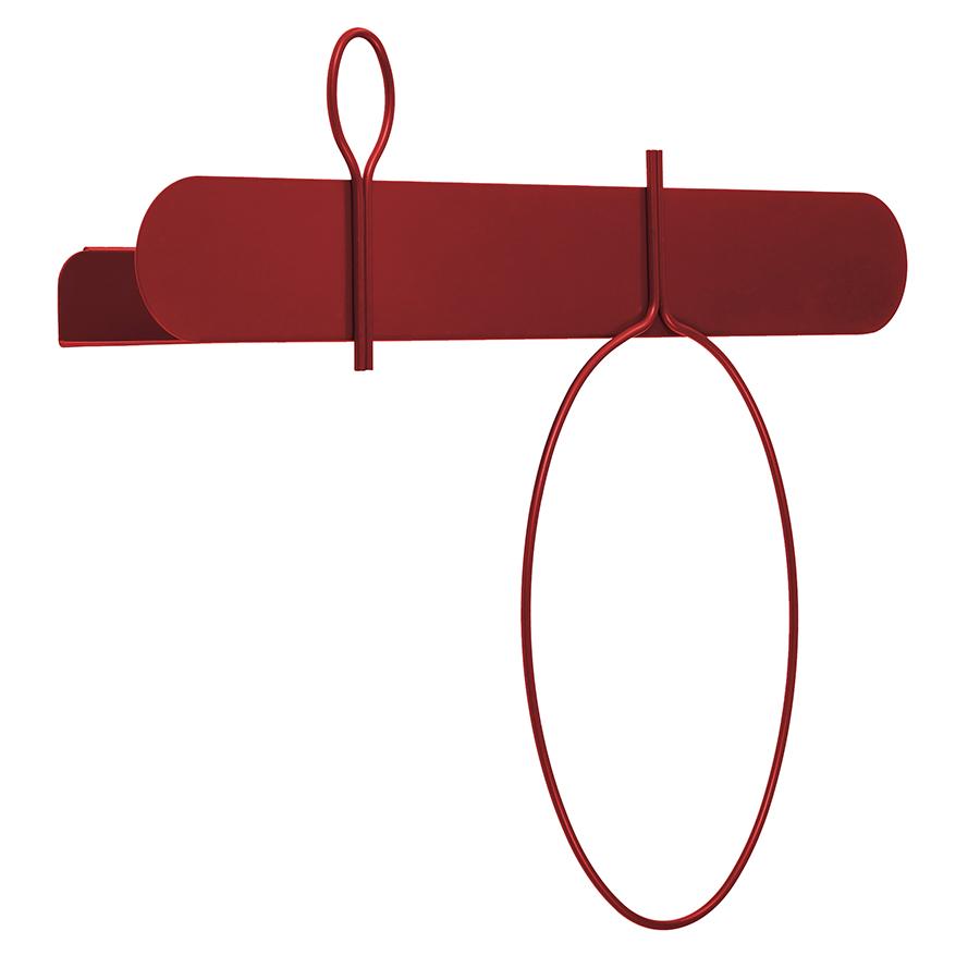 MEME DESIGN étagère murale avec 1 portemanteau et 1 porte-serviettes BALLOON 60 cm (Rosso Dalia - Mé