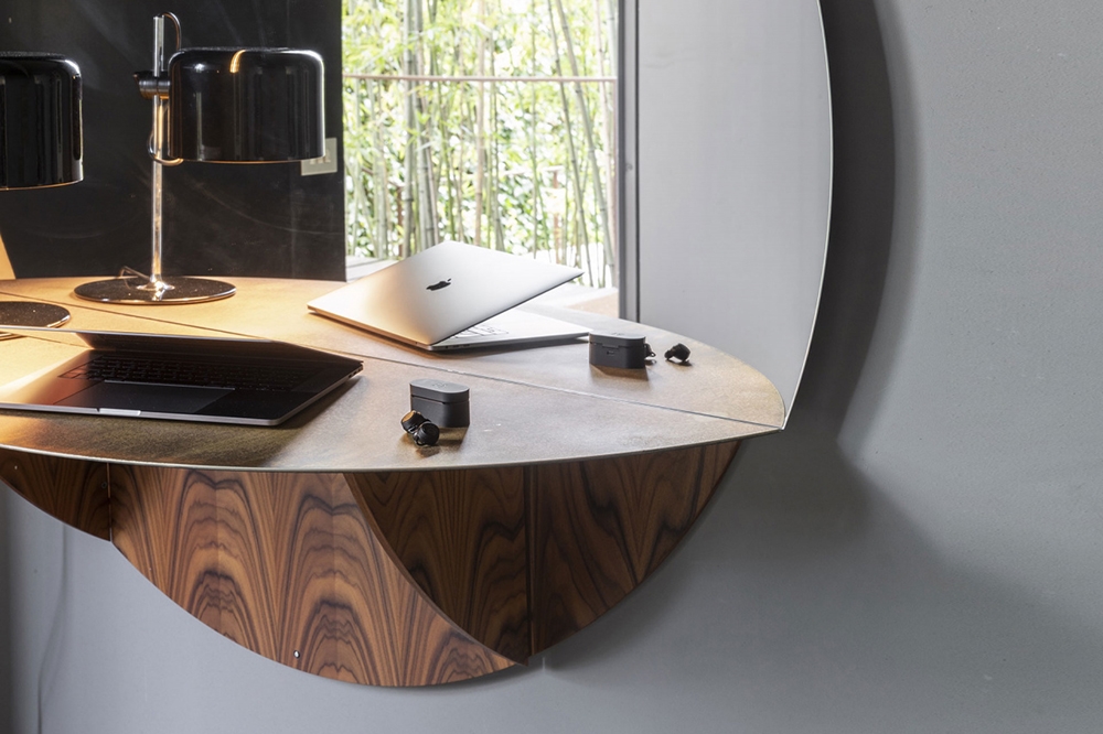 MOGG round wall mirror BRAME with shelf