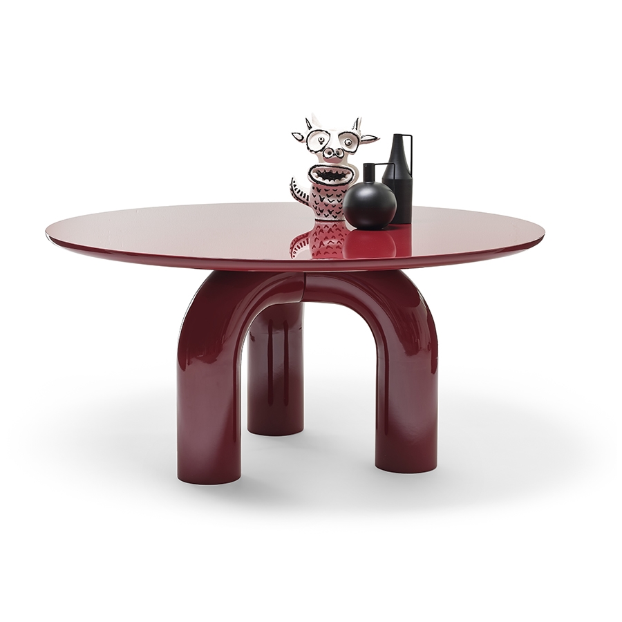 MOGG table ronde ELEPHANTE Ø140xH75 cm (Laqué brillant - Bois et polyuréthane)