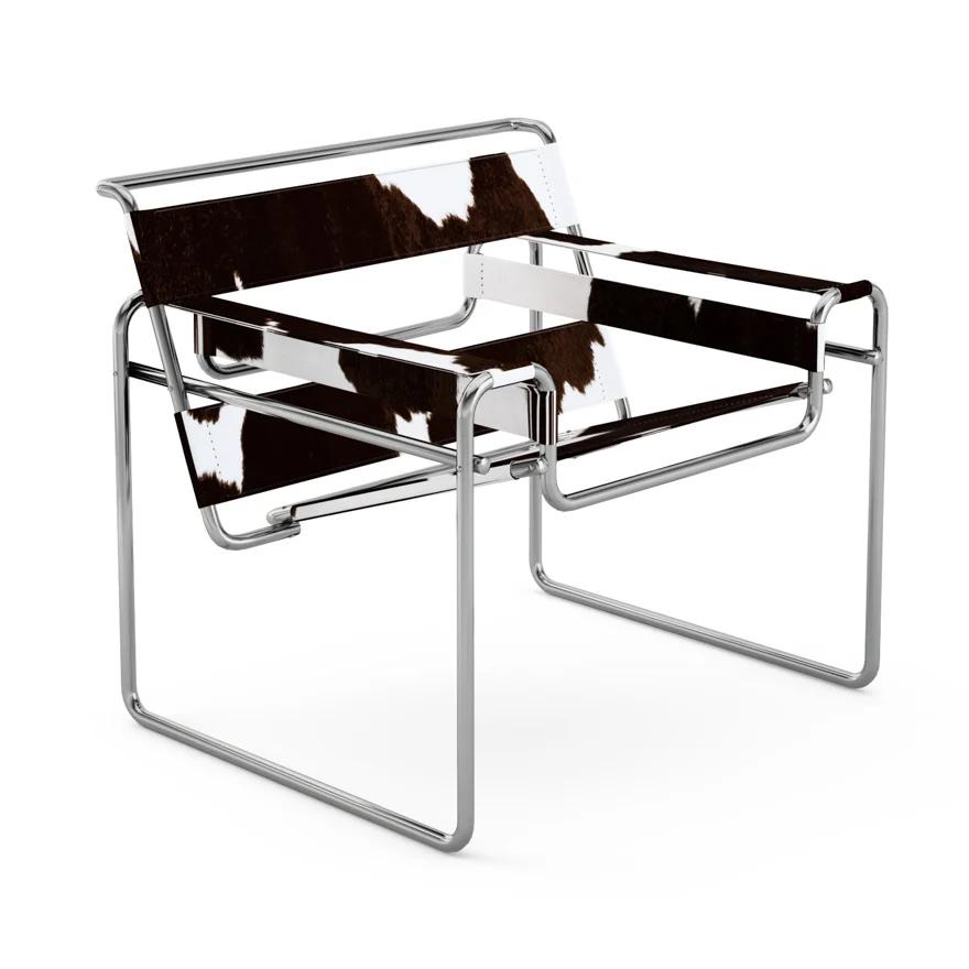 KNOLL fauteuil WASSILY by Marcel Breuer (Tri-Colour - Cuir Cavallino Spinneybeck et acier)