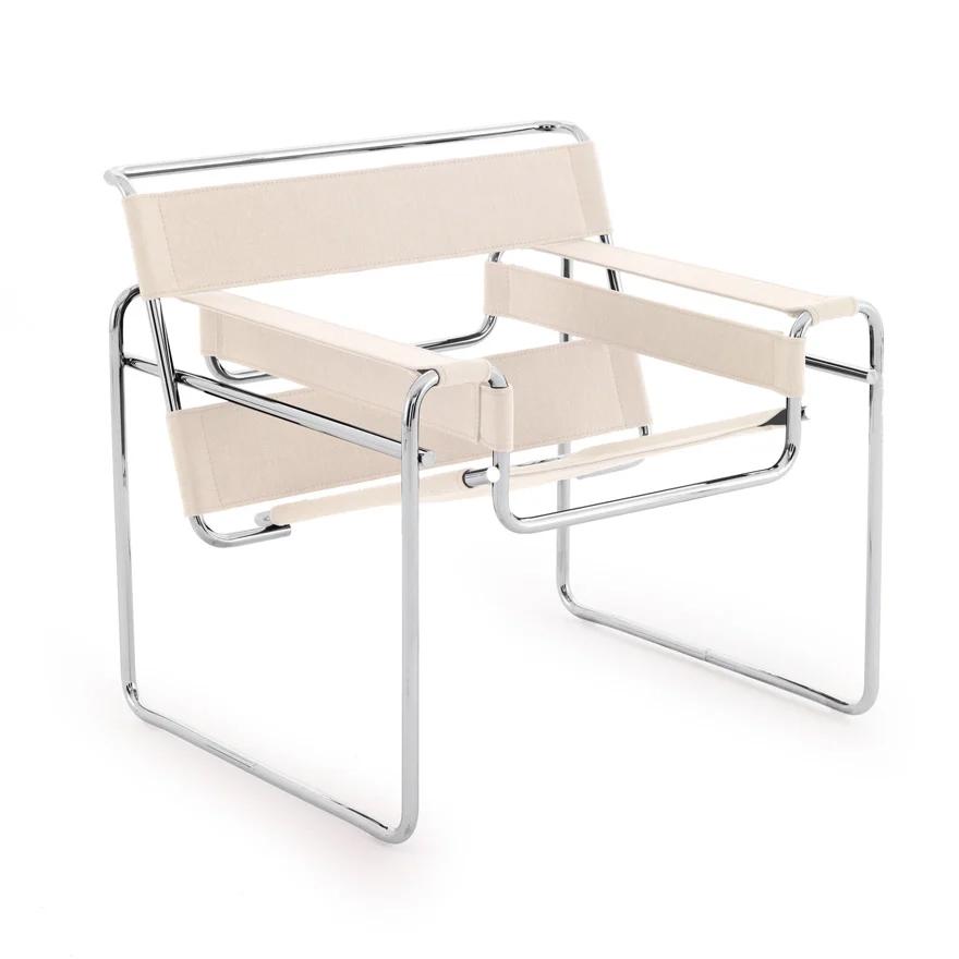 KNOLL fauteuil WASSILY by Marcel Breuer (Naturel - Canvas et acier)