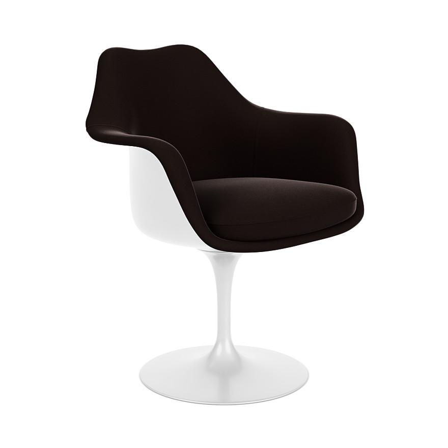 KNOLL fauteuil pivotant entièrement doublé TULIP (Coque et base blanc / Marron - Fiberglass renforcé