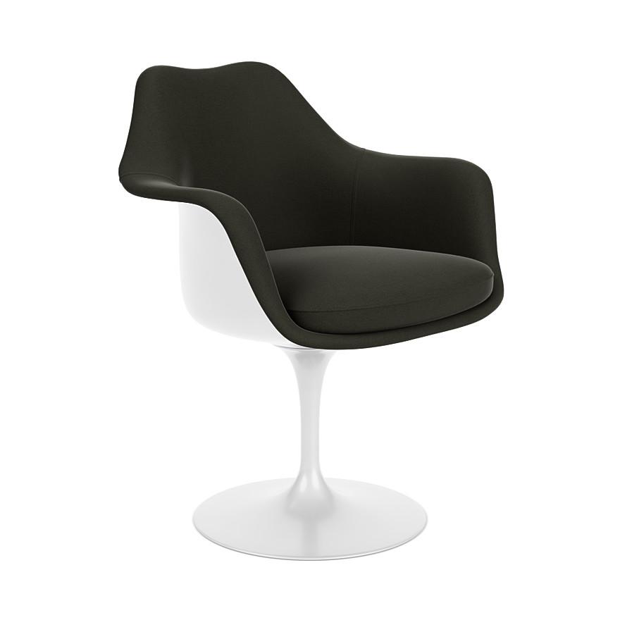 KNOLL fauteuil pivotant entièrement doublé TULIP (Coque et base blanc / Charbon - Fiberglass renforc