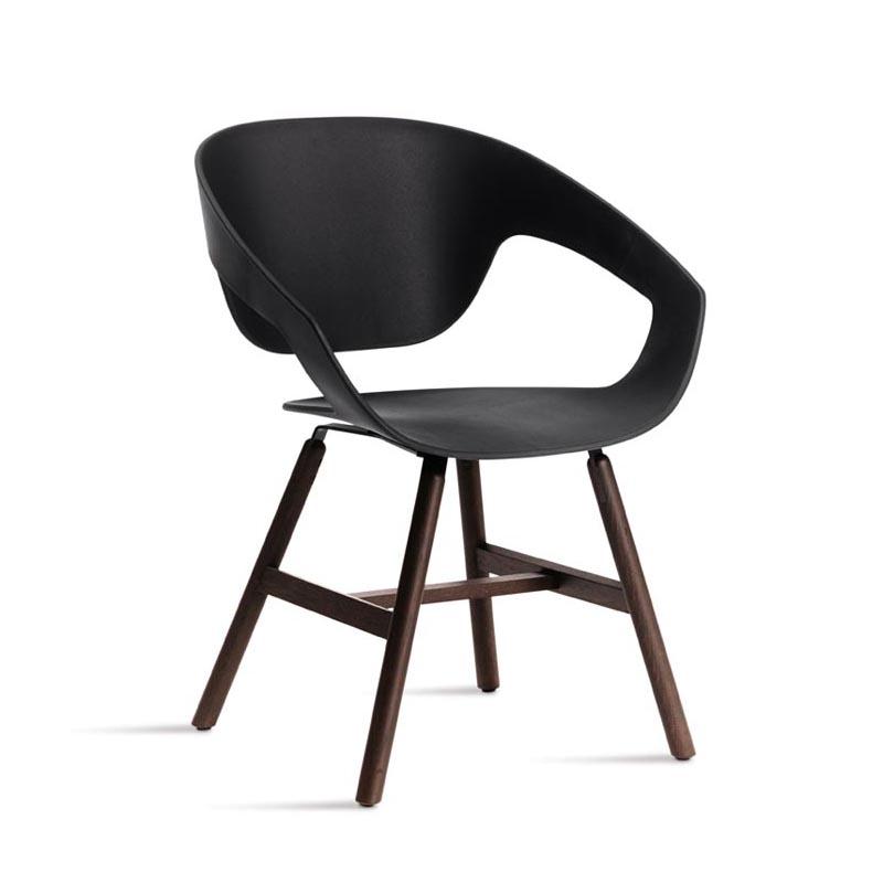 CASAMANIA set de 2 chaises VAD WOOD (Noir - Polypropylène / Bois massif noyer Canaletto)