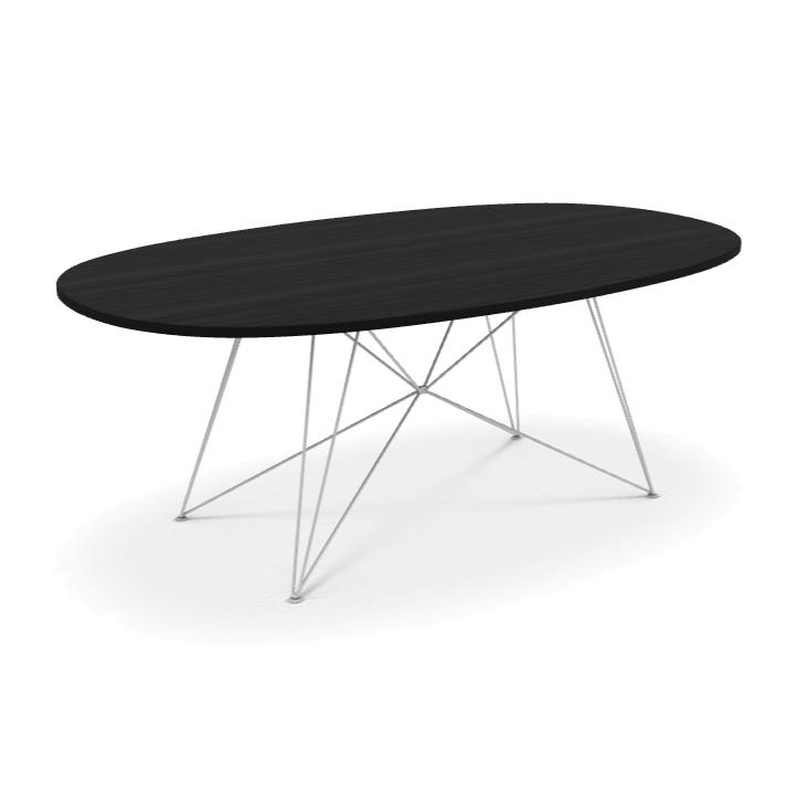 MAGIS table ovale XZ3 (Plateau chêne foncé, structure blanche - MDF plaqué et acier)