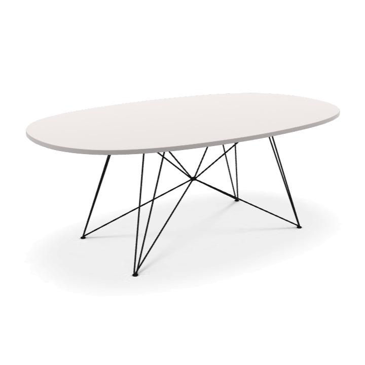 MAGIS table ovale XZ3 (Plateau blanc, structure noire - MDF et acier)