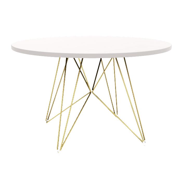 MAGIS table ronde XZ3 (Plateau blanc, structure dorée - MDF et acier)