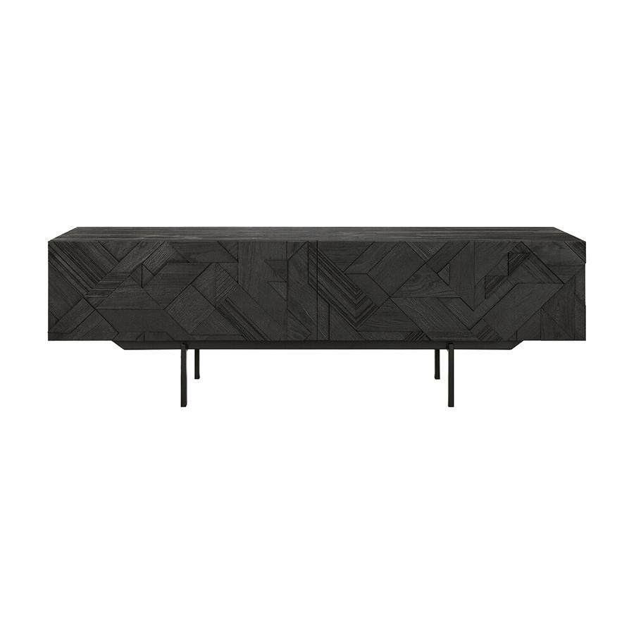 ETHNICRAFT meuble TV GRAPHIC 160 cm (Noir - Teck et métal)