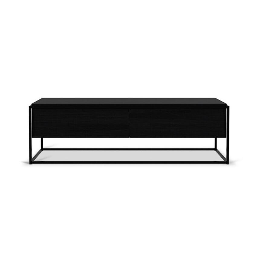 ETHNICRAFT meuble TV MONOLIT 140 cm (Noir - Chêne et métal)