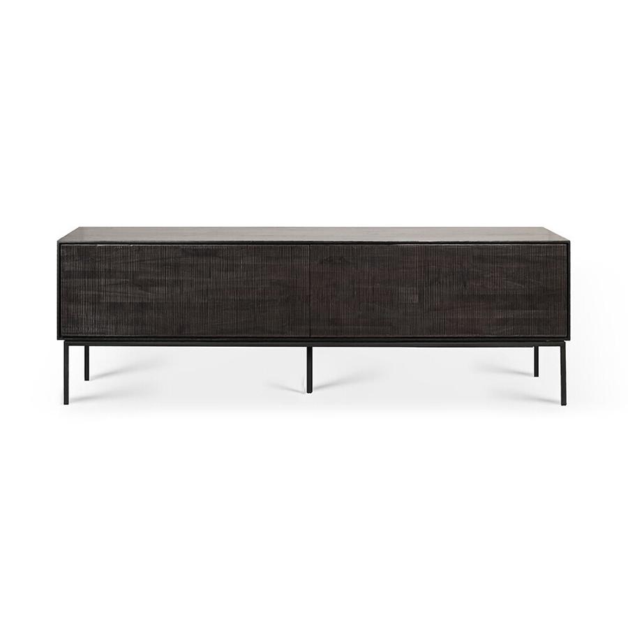 ETHNICRAFT meuble TV GROOVES 162 cm (Noir - Teck et métal)