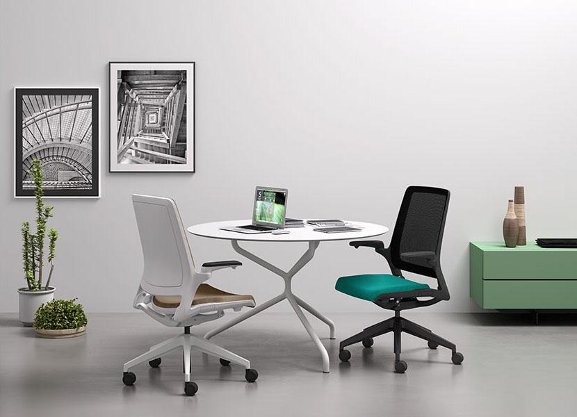 LEYFORM office chair with wheels ASTRA with coated backrest