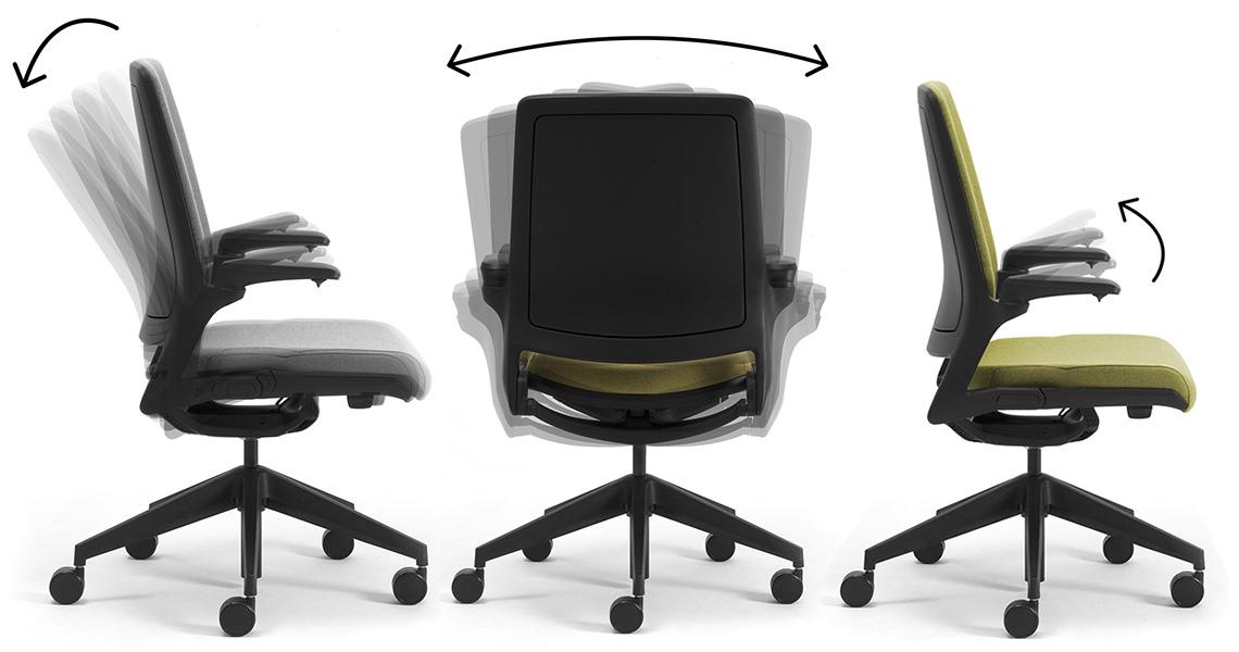 LEYFORM office chair with wheels ASTRA W with polypropylene backrest