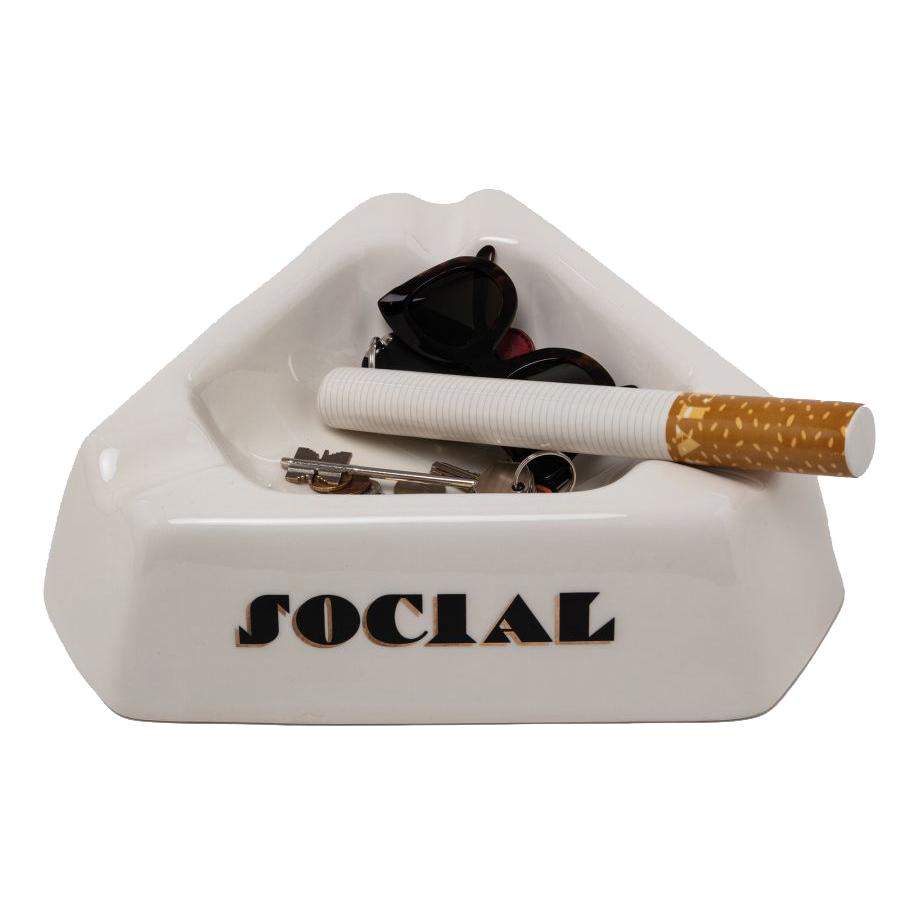 DIESEL LIVING WITH SELETTI cendriers vide-poches porte-clés SOCIAL SMOKER (Blanc - Porcelaine)