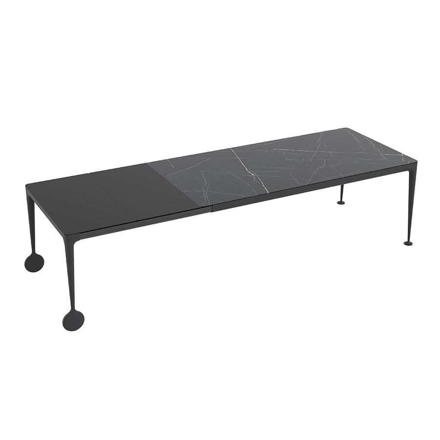 MAGIS table extensible avec roues BIG WILL (Marbre noir Marquina et noir mat - Pieds en aluminium pe